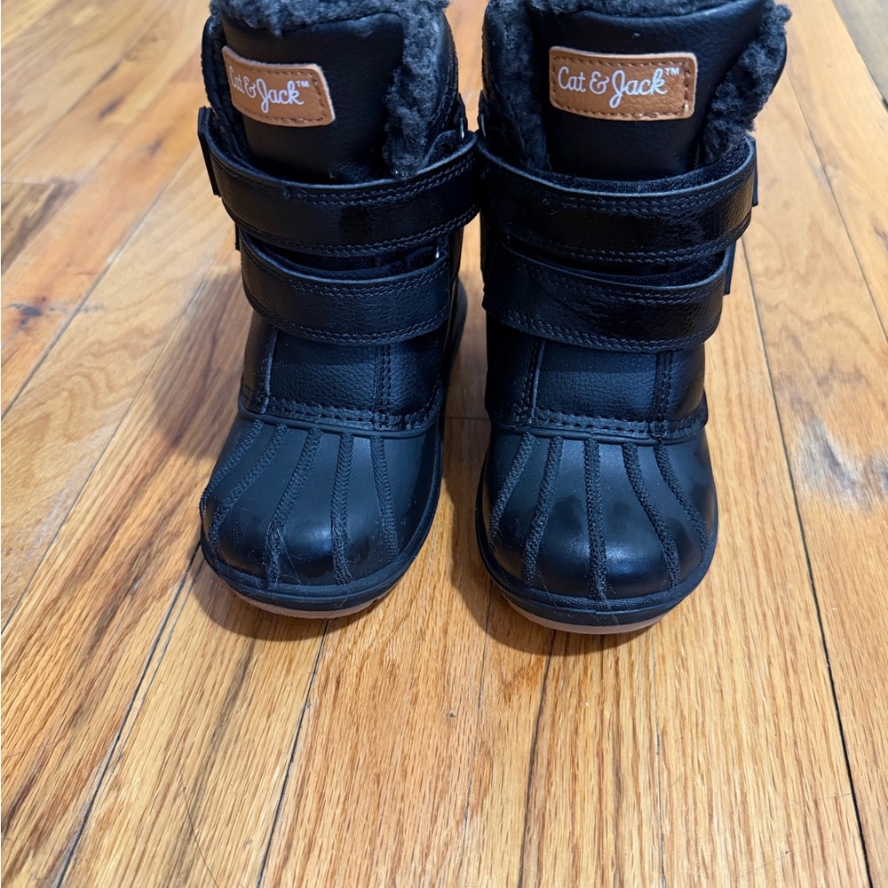 Cat & Jack Black Kids Snow Boots with Faux Fur Trim
